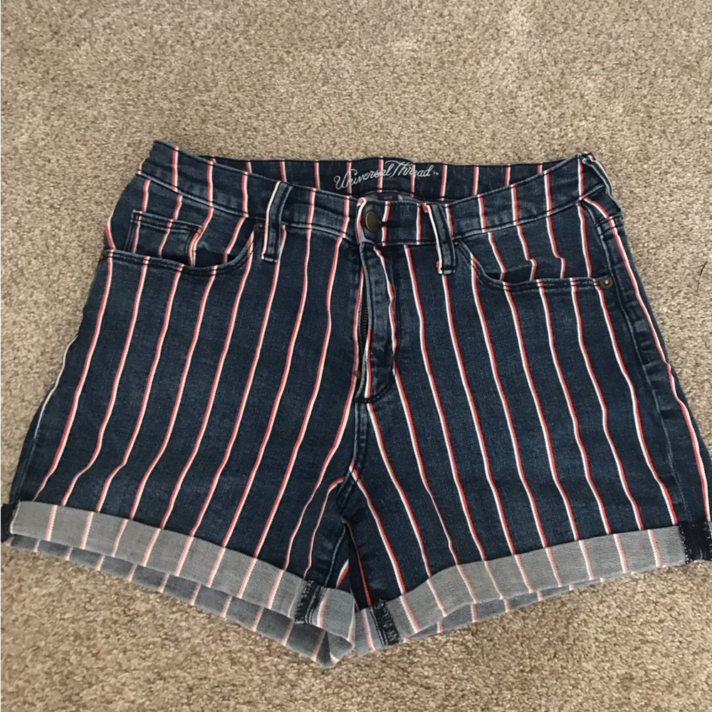Striped Navy Women's Denim Shorts - Universal Thread